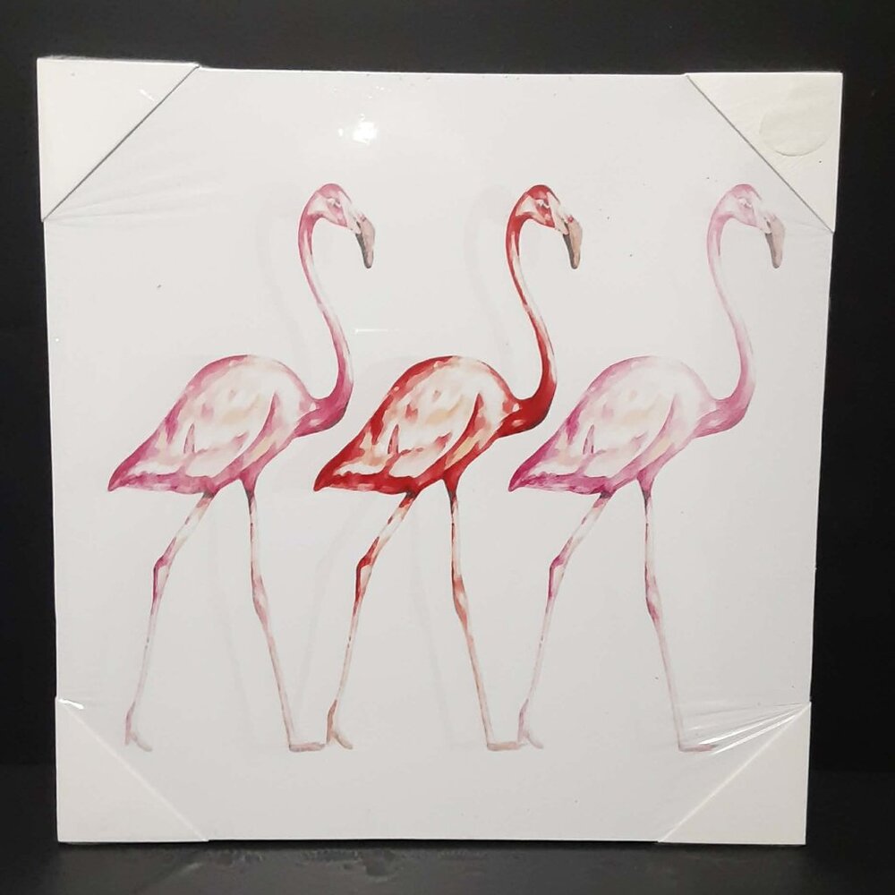 Flamingo Trio Wall Art Decor 11"x11" NEW